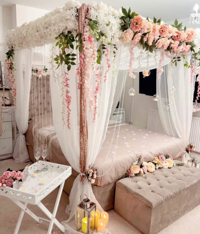 تزیین اتاق خواب عروس با استفاده از تور
