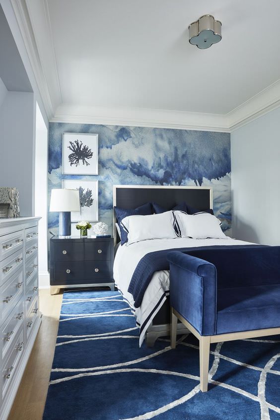 اتاق خواب با دکوراسیون آبی رنگ