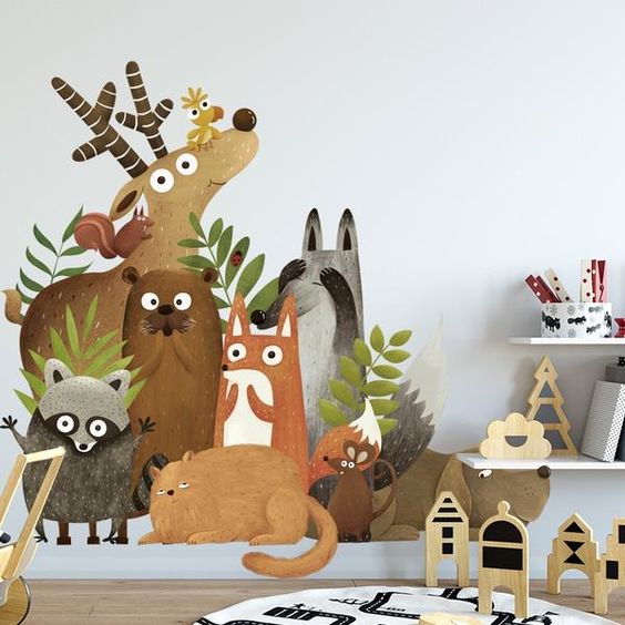 کاغذ دیواری اتاق کودک با طرح حیوانات
