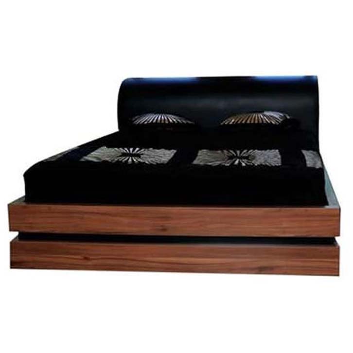 تخت خواب دو نفره چوبی جک دار فندقی ساده و شیک ام دی اف سایز 160 کویین کمجاچوب مونیکا