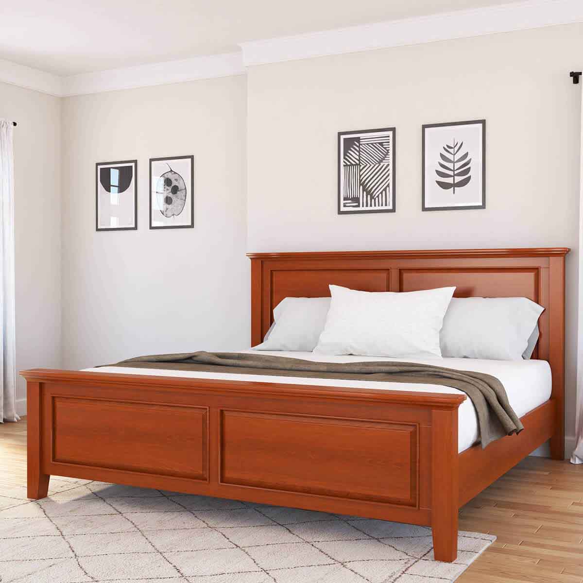 تخت خواب چوبی ساخته شده از چوب ماهون