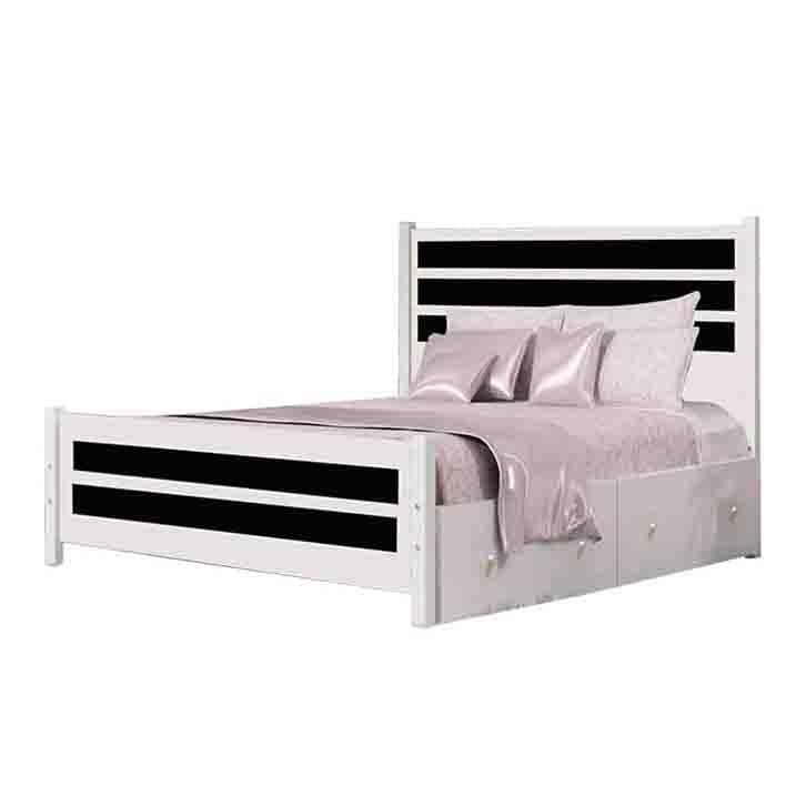 تخت خواب دو نفره سفید مشکی اسپرت چوبی شیک با قیمت ارزان