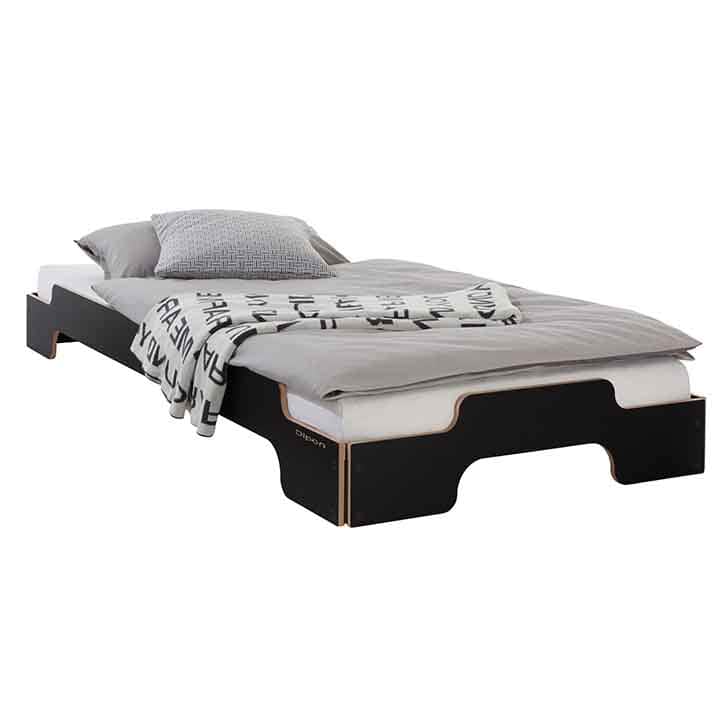 تخت خواب یک نفره کمجا چوبی مدرن مشکی با قیمت ارزان