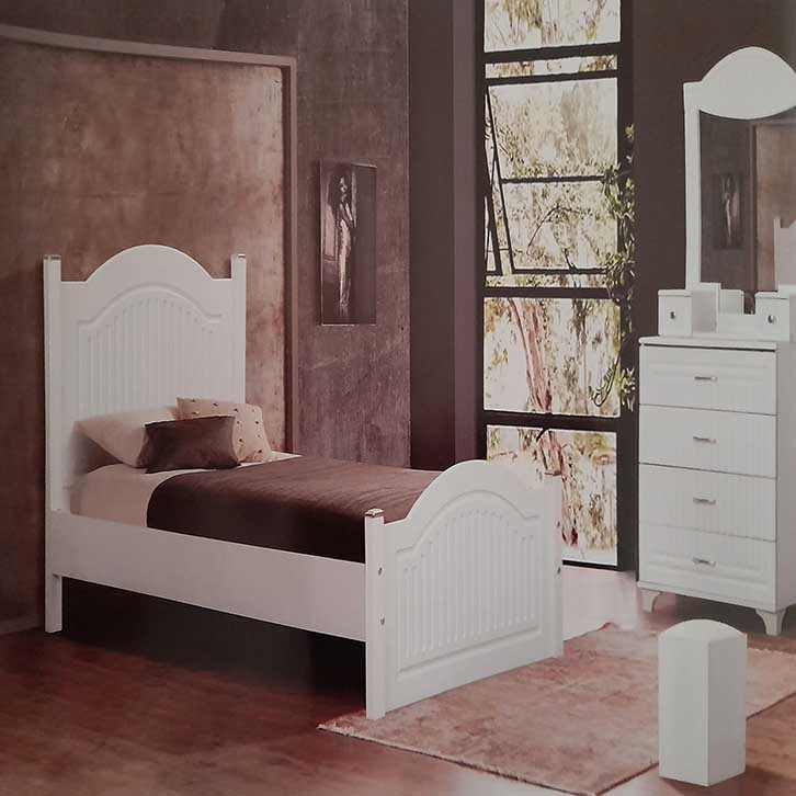 تخت خواب سفید چوبی یکنفره شیک با قیمت ارزان