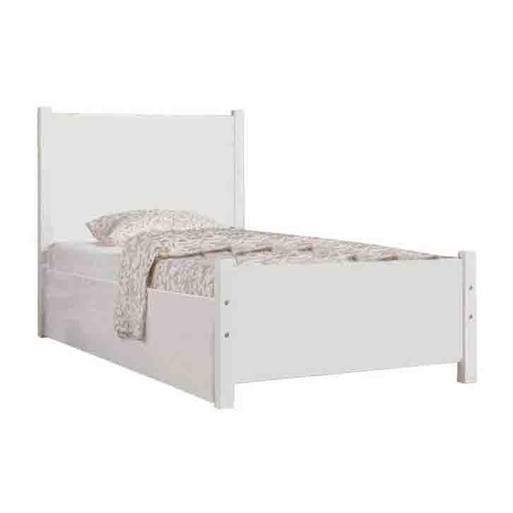 تخت خواب یک نفره سفید چوبی ساده و شیک با قیمت ارزان