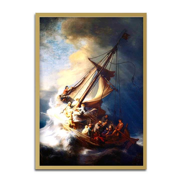 تابلو نقاشی کلاسیک کشتی در طوفان