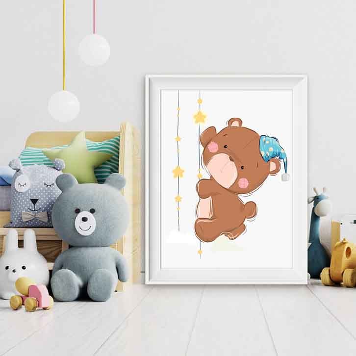 تابلو اتاق نوزاد یک تکه طرح خرس