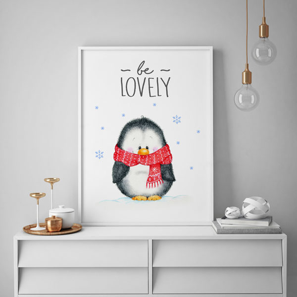 قیمت و خرید تابلو اتاق کودک و نوزاد پسرانه یک تکه، طرح پنگوئن در رنگ مشکی و قرمز و سفید، از جنس پی وی سی و مخصوص نصب روی دیوار