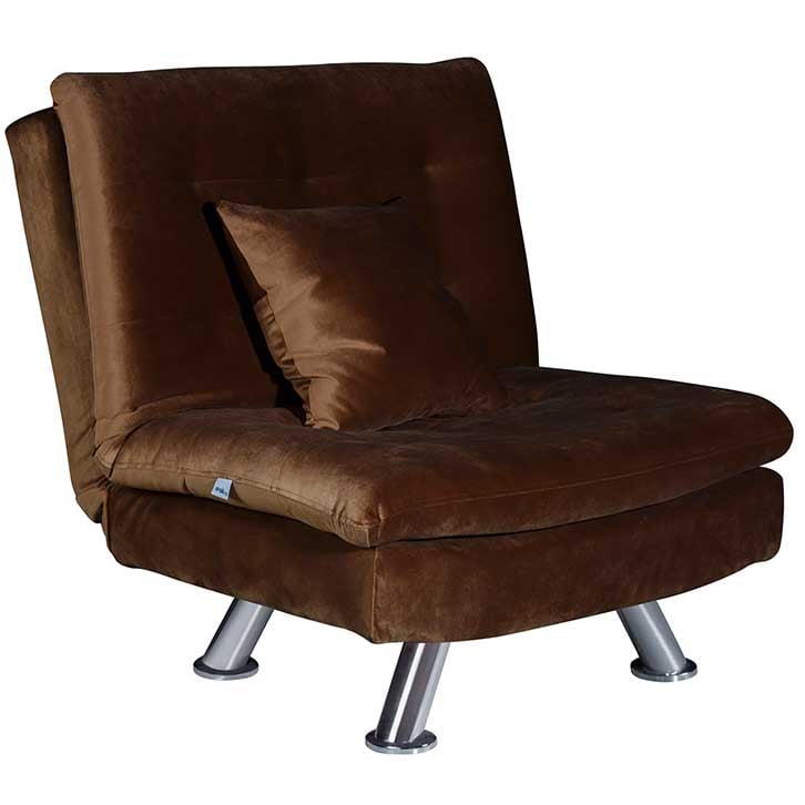 صندلی و مبل تخت خواب شو یک نفره راحتی قهوه ای مدل چشمه نور
