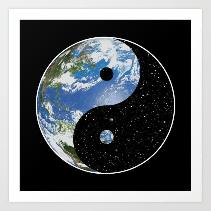 تابلو یین و یانگ با تصویر کشیدن کره زمین