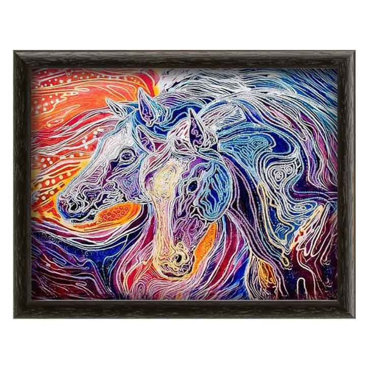 تابلو ویترای مدرن یک تکه چند رنگ طرح اسب