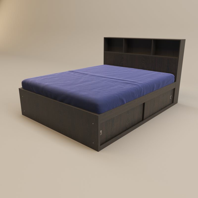 تخت خواب چوبی دو نفره ملامینه مشکی قفسه دار مدرن سایز 160 کویین