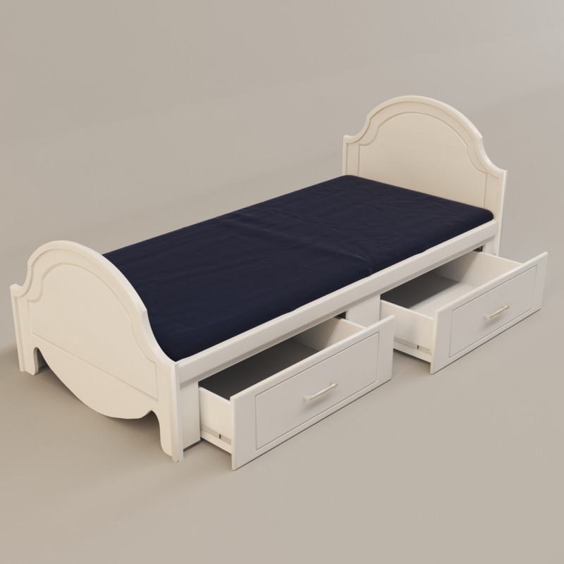 تخت خواب چوبی یک نفره ملامینه سفید نئوکلاسیک سایز 90
