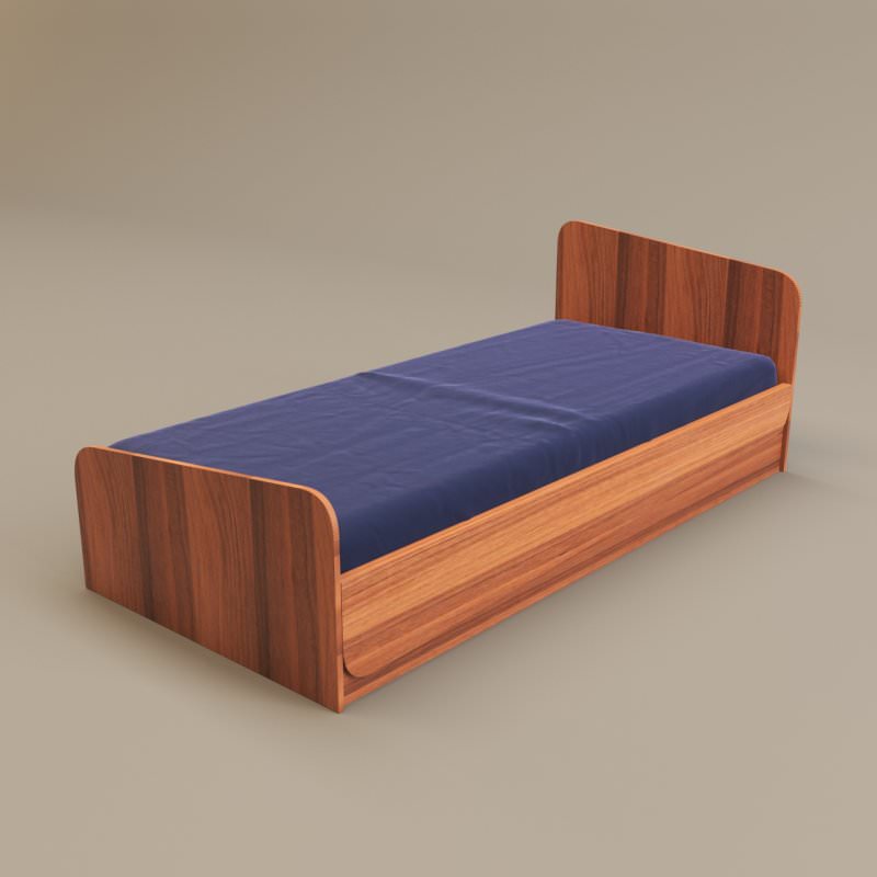 تخت خواب چوبی یک نفره ملامینه قهوه ای سایز 90 مدرن مینیمال