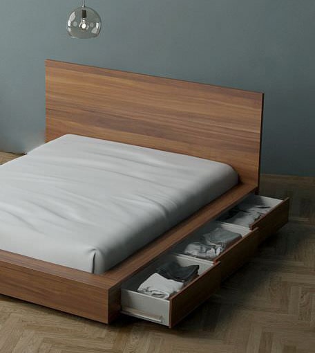تخت کشودار یک نفره ام دی اف چوبی گردویی مدرن سایز 90 و 120