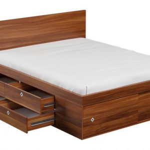 تخت خواب کشودار یک نفره چوبی ام دی اف گردویی مدرن سایز 120 و 90