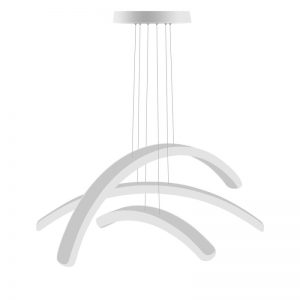 لوستر و چراغ آویز مدرن آلومینیومی سفید نیم دایره 3 حلقه ارتفاع 80 سانتیمتر برند اُلایت مدل نخل
