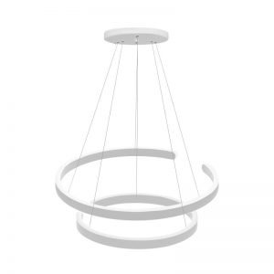 لوستر و چراغ آویز مدرن حلقه ای آلومینیومی سفید دایره ای 2 حلقه ارتفاع 80 سانتیمتر برند اُلایت