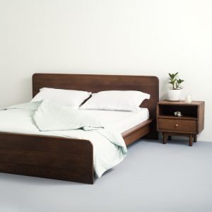 تخت خواب دو نفره چوبی راش مدرن و مینیمال قهوه ای و شکلاتی در سایز کویین 160