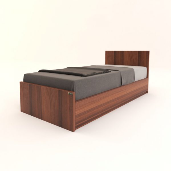 تخت خواب یک نفره ملامینه چوبی مدرن قهوه ای و سفید در سایز 90 و رنگبندی متنوع