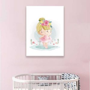 قیمت و خرید تابلو اتاق کودک و نوزاد دخترانه یک تکه، طرح دختر بچه در رنگ صورتی و آبی، مخصوص نصب روی دیوار