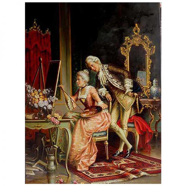قیمت و خرید تابلو نقاشی کلاسیک یک تکه، طرح زن و مرد در رنگ مشکی و قرمز، جنس مخمل، مخصوص نصب روی دیوار