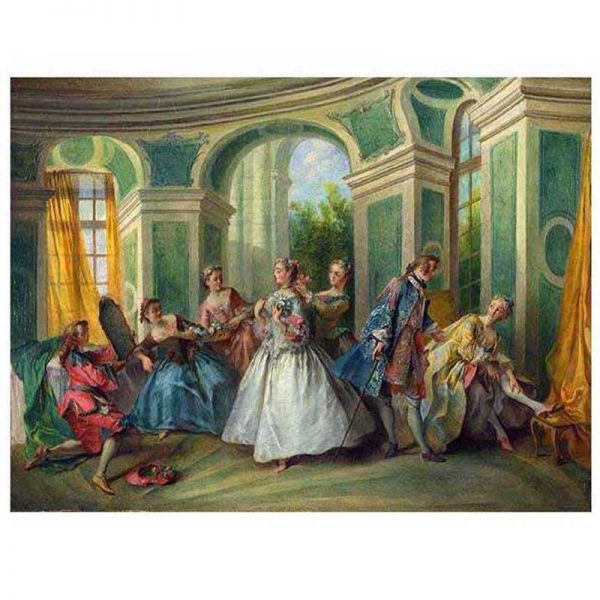 قیمت و خرید تابلو نقاشی کلاسیک یک تکه، طرح مراسم عروسی در رنگ سبز و آبی، جنس مخمل، مخصوص نصب روی دیوار