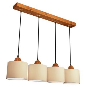 خرید و قیمت آویز و لوستر خطی حباب دار 4 شعله، از جنس چوب و رنگ بدنه قهوه ای، با ارتفاع 58 سانتیمتر و قابلیت تعویض لامپ