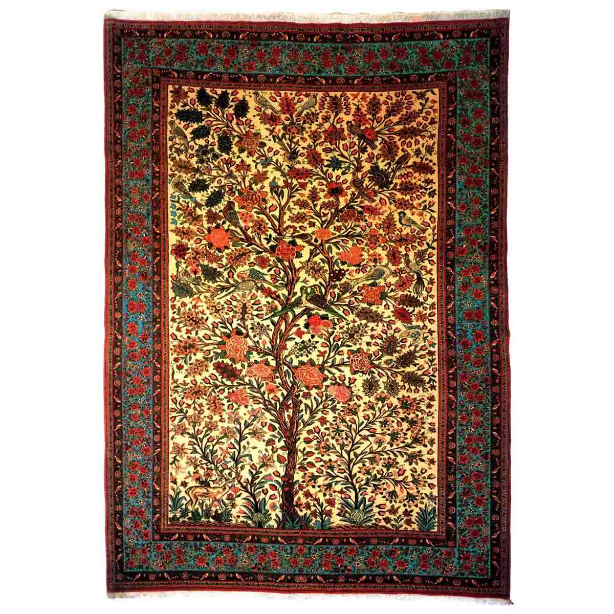 طرح فرش ایرانی درختی زمینه کرم