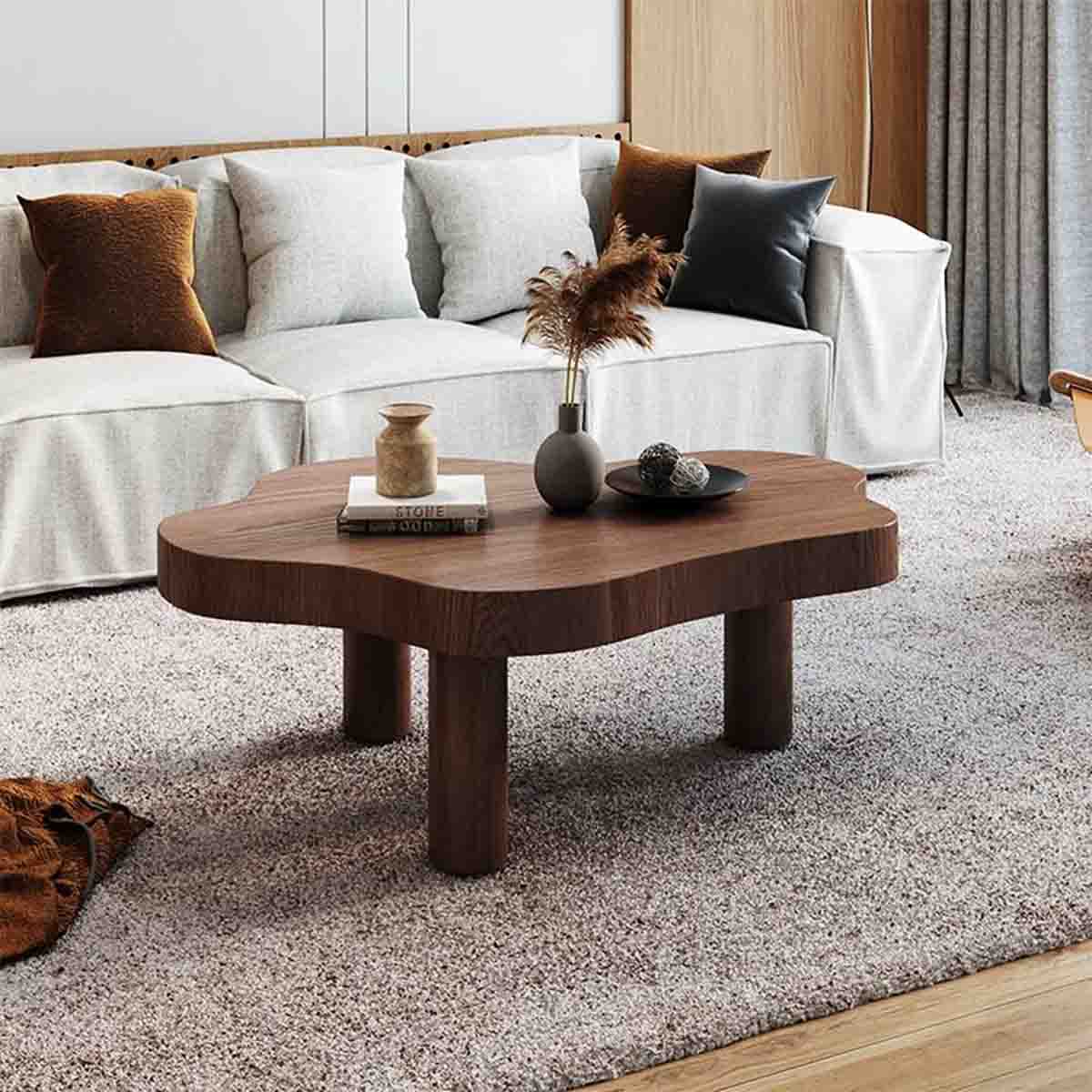 میز جلو مبلی چوبی به شکل ارگانیک