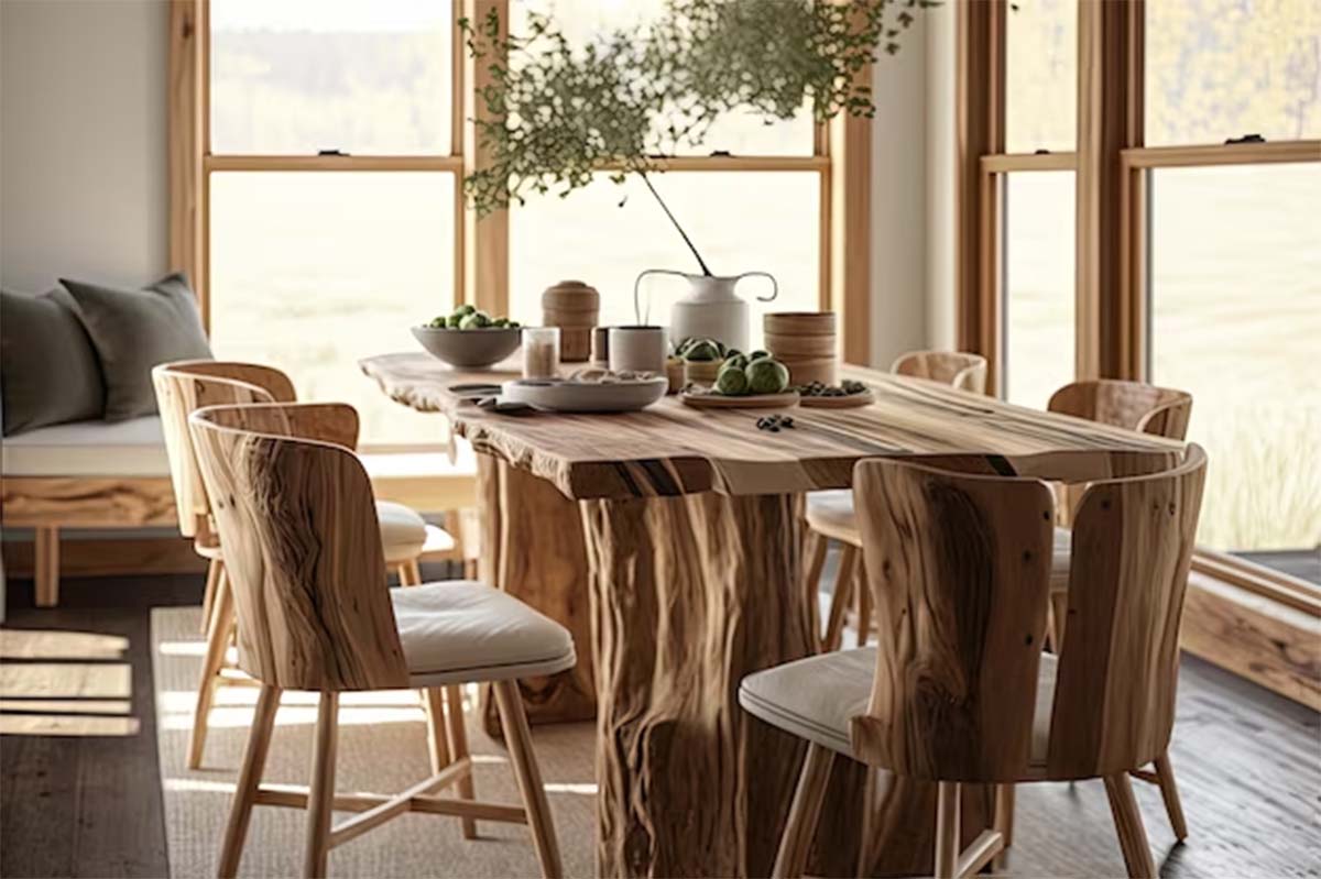 میز ناهار خوری جدید ساخته شده از پوب طبیعی تنه درخت
